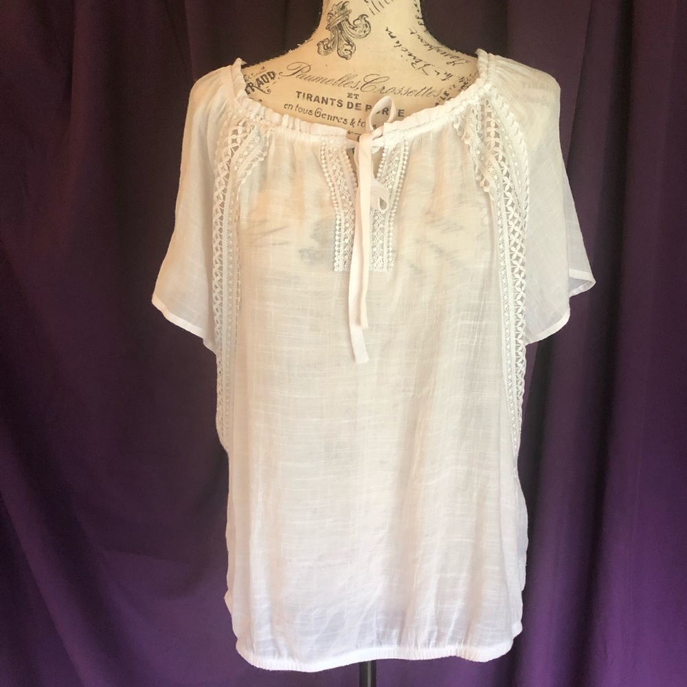 White tie front blouse